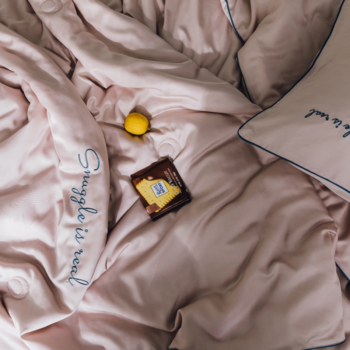 91家纺网 家纺一手货源 找家纺 莱福仕家纺 2024  莫代尔刺绣系列夏被浅豆沙