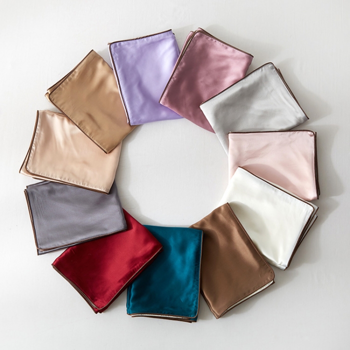 91家纺网 家纺一手货源 找家纺 朗莎家纺 2019新款真丝滚边枕套48X74cm/对 乌木咖