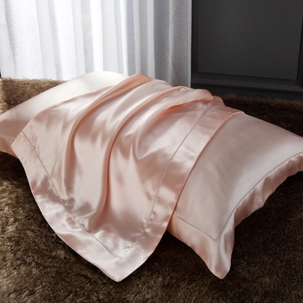 朗莎家纺 2019新款真丝宽边枕套48X74cm/对 粉玉