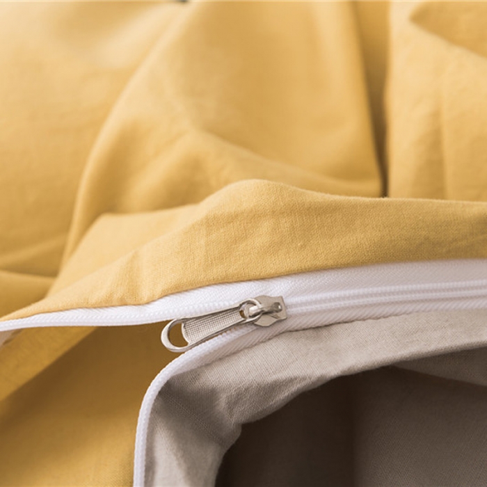 91家纺网 家纺一手货源 找家纺 朗莎家纺 2019新款水洗棉四件套床单款 鹅黄 