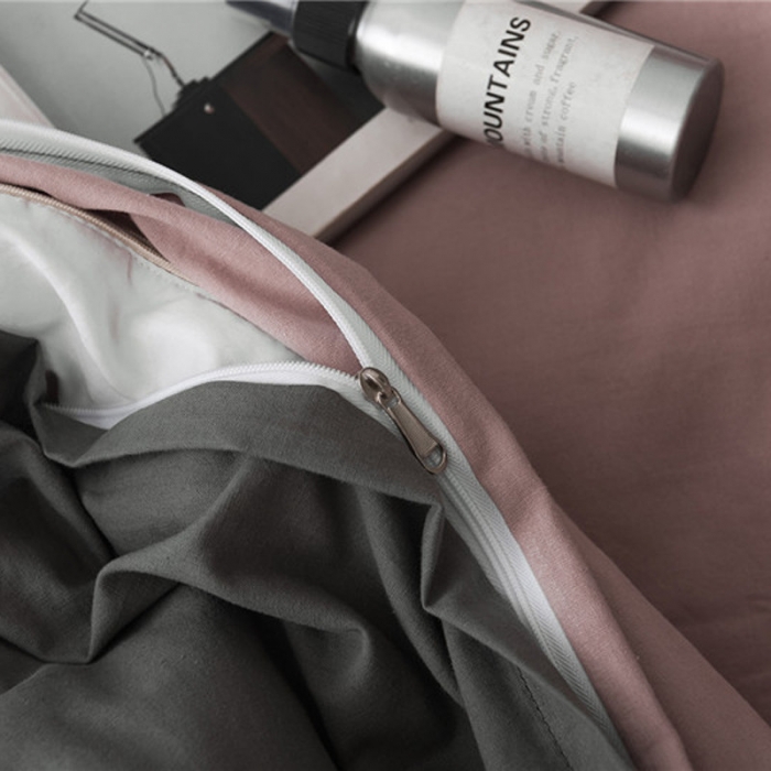 91家纺网 家纺一手货源 找家纺 朗莎家纺 2019新款水洗棉四件套床单款 豆沙