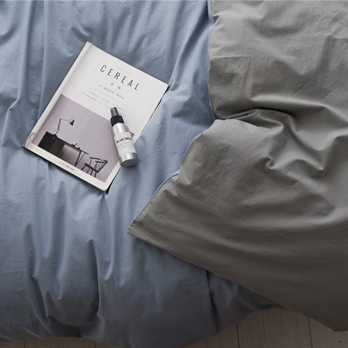 91家纺网 家纺一手货源 找家纺 朗莎家纺 2019新款水洗棉四件套床单款 天蓝