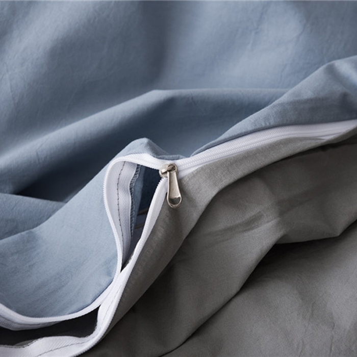 91家纺网 家纺一手货源 找家纺 朗莎家纺 2019新款水洗棉四件套床单款 天蓝