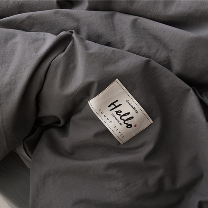 91家纺网 家纺一手货源 找家纺 朗莎家纺 2019新款水洗棉四件套床单款 烟灰