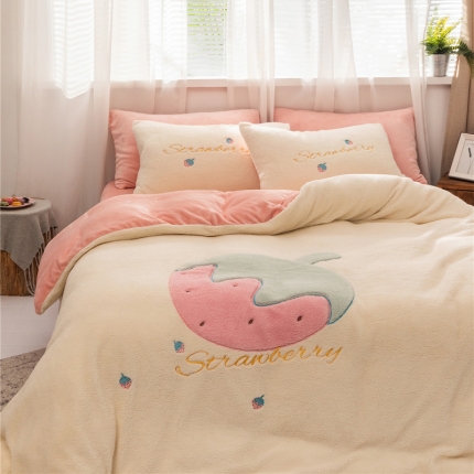 91家纺网 家纺一手货源 找家纺 （总）朗莎家纺 2019新款羊羔绒贴布绣四件套