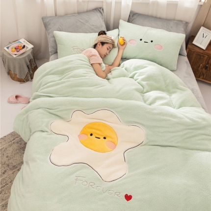 91家纺网 家纺一手货源 找家纺 （总）朗莎家纺 2019新款羊羔绒贴布绣四件套