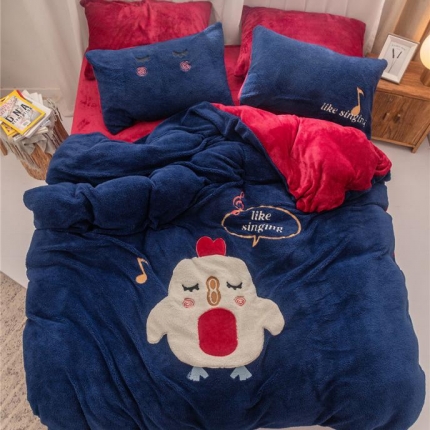 91家纺网 家纺一手货源 找家纺 （总）朗莎家纺 2019新款羊羔绒贴布绣四件套