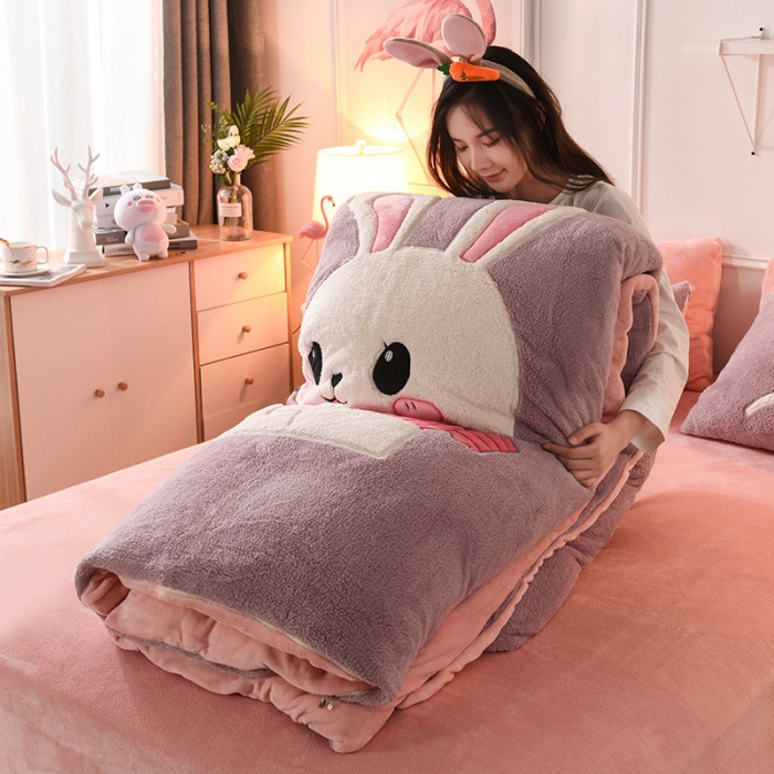 91家纺网 家纺一手货源 找家纺 朗莎家纺 2019新款大版贴布绣羊羔绒保暖四件套 爱心兔