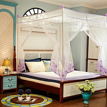 91家纺网 家纺一手货源 找家纺 （总）安金蚊帐 坐床式三开门蚊帐 那时花开