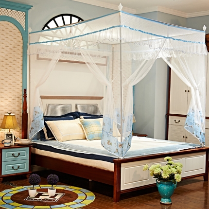 91家纺网 家纺一手货源 找家纺 （总）安金蚊帐 坐床式三开门蚊帐 那时花开