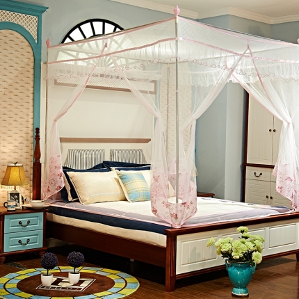 91家纺网 家纺一手货源 找家纺 （总）安金蚊帐 坐床式三开门蚊帐 那时花开