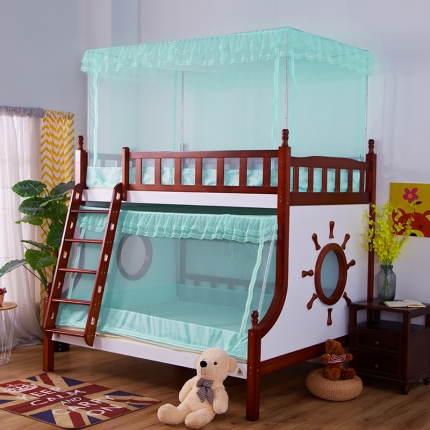 安金蚊帐 上下铺斜梯款 蓝色