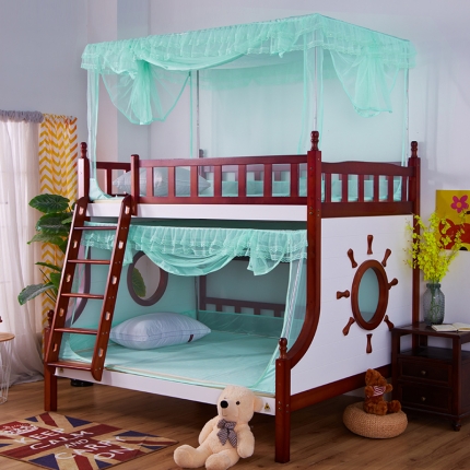 91家纺网 家纺一手货源 找家纺 安金蚊帐 上下铺斜梯款 蓝色