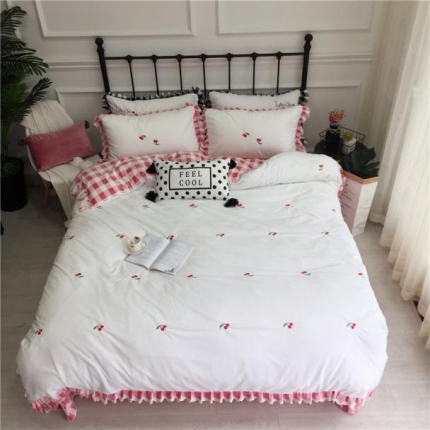 91家纺网 家纺一手货源 找家纺 （总）简煦圣珂  宝宝绒小清新刺绣保暖四件套床笠款（定做）