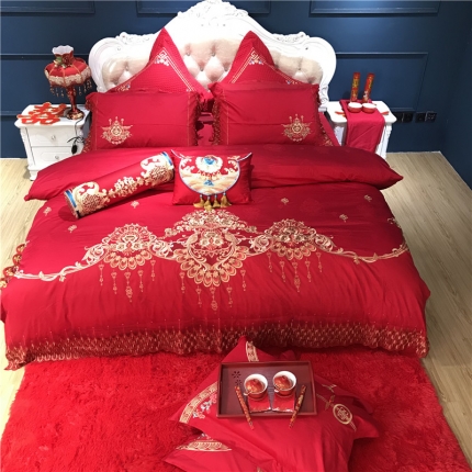 91家纺网 家纺一手货源 找家纺 简煦圣珂 新款婚庆刺绣四件套 瑶