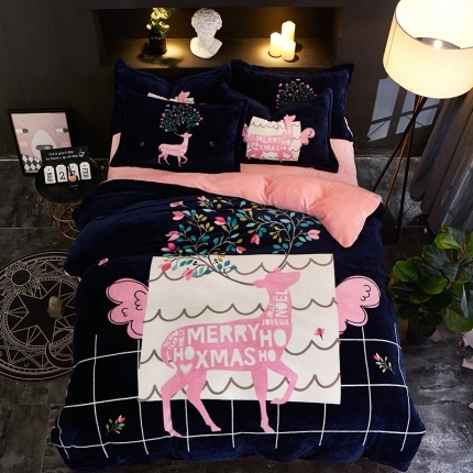 91家纺网 家纺一手货源 找家纺 （总）KT猫直营店2024新款卡通法莱绒牛奶绒情侣四件套