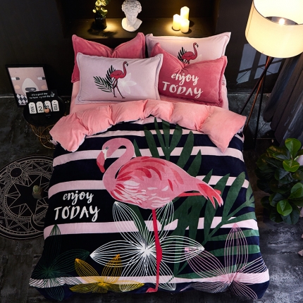 91家纺网 家纺一手货源 找家纺 （总）KT猫直营店2024新款卡通法莱绒牛奶绒情侣四件套