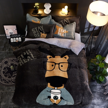 91家纺网 家纺一手货源 找家纺 （总）KT猫直营店2024新款卡通法莱绒牛奶绒情侣四件套