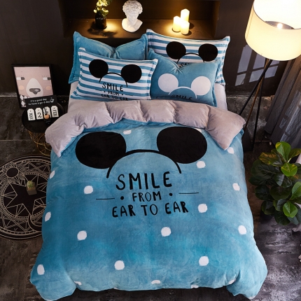 91家纺网 家纺一手货源 找家纺 （总）KT猫直营店2024新款卡通法莱绒牛奶绒情侣四件套