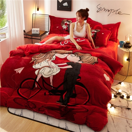 91家纺网 家纺一手货源 找家纺 （总）KT猫直营店2024新款卡通法莱绒牛奶绒情侣四件套