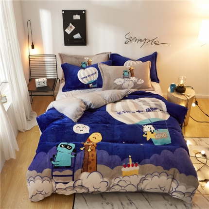 91家纺网 家纺一手货源 找家纺 （总）KT猫直营店2024新款卡通法莱绒牛奶绒情侣四件套