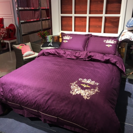 91家纺网 家纺一手货源 找家纺 （总）玖玖爱家纺贡缎提花加绣花四件套