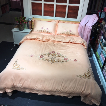 91家纺网 家纺一手货源 找家纺 （总）玖玖爱家纺贡缎提花加绣花四件套