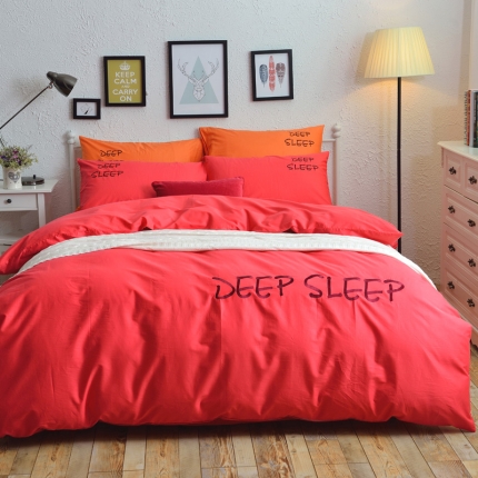 91家纺网 家纺一手货源 找家纺 玖玖爱家纺 13372绣花四件套西瓜红