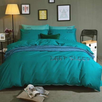 91家纺网 家纺一手货源 找家纺 玖玖爱家纺 13372绣花四件套冰川绿