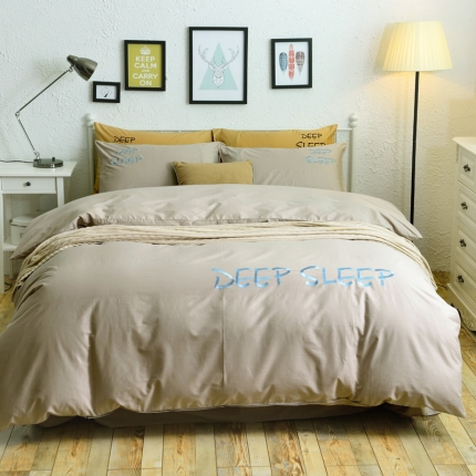 91家纺网 家纺一手货源 找家纺 玖玖爱家纺 13372绣花四件套浅米灰