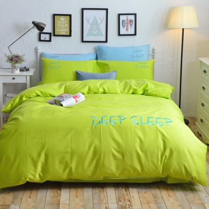 91家纺网 家纺一手货源 找家纺 玖玖爱家纺 13372绣花四件套青春绿