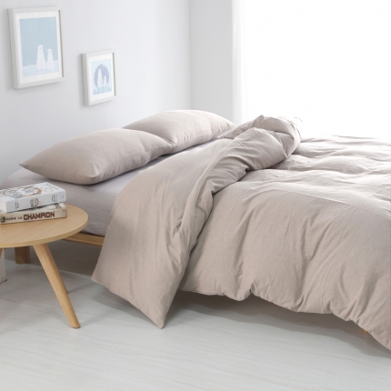 91家纺网 家纺一手货源 找家纺 玖玖爱家纺 水洗棉四件套床笠款 米色