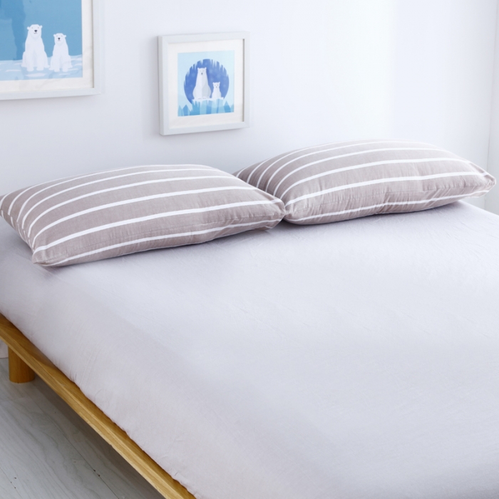 91家纺网 家纺一手货源 找家纺 玖玖爱家纺 水洗棉四件套床笠款 咖宽条