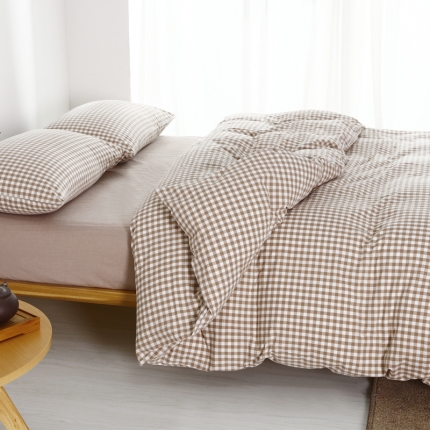 玖玖爱家纺 水洗棉四件套床笠款 米小格