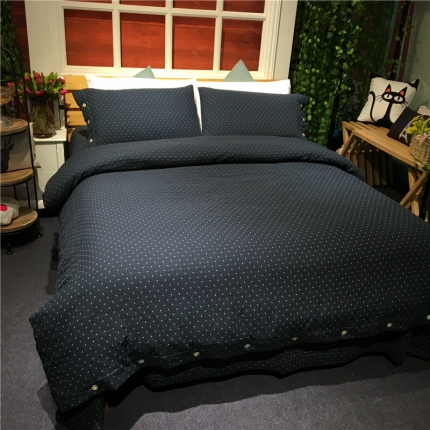 91家纺网 家纺一手货源 找家纺 玖玖爱 双层纱四件套 藏青