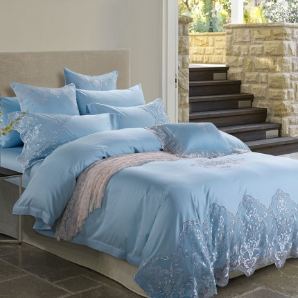 91家纺网 家纺一手货源 找家纺 玖玖爱 60s长绒棉蕾丝边四件套六件套 瑟芮