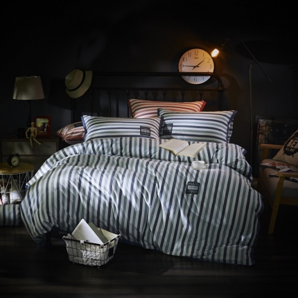 91家纺网 家纺一手货源 找家纺 （总）玖玖爱家纺 2017条纹款水洗棉四件套