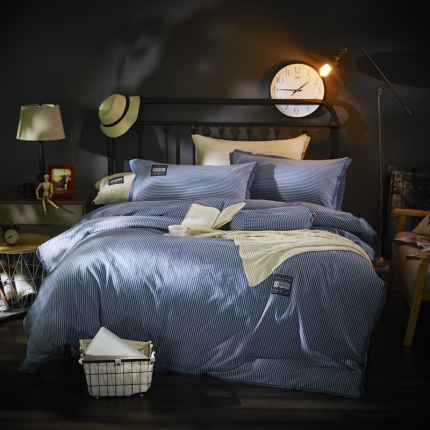 91家纺网 家纺一手货源 找家纺 （总）玖玖爱家纺 2017条纹款水洗棉四件套