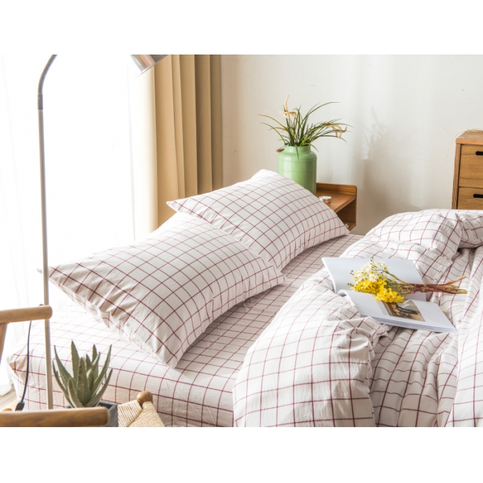 91家纺网 家纺一手货源 找家纺 玖玖爱 水洗棉四件套床单款 初春格