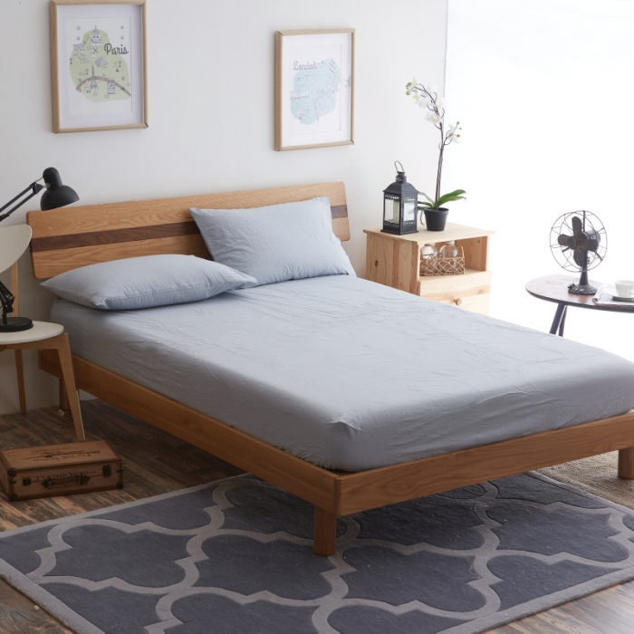 91家纺网 家纺一手货源 找家纺 玖玖爱 水洗棉四件套床单款 纯浅兰