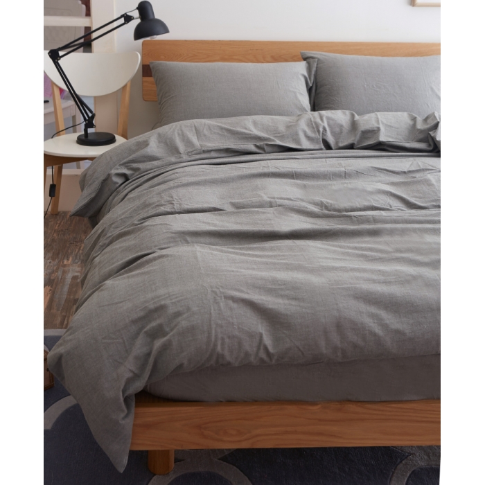91家纺网 家纺一手货源 找家纺 玖玖爱 水洗棉四件套床单款 纯烟灰