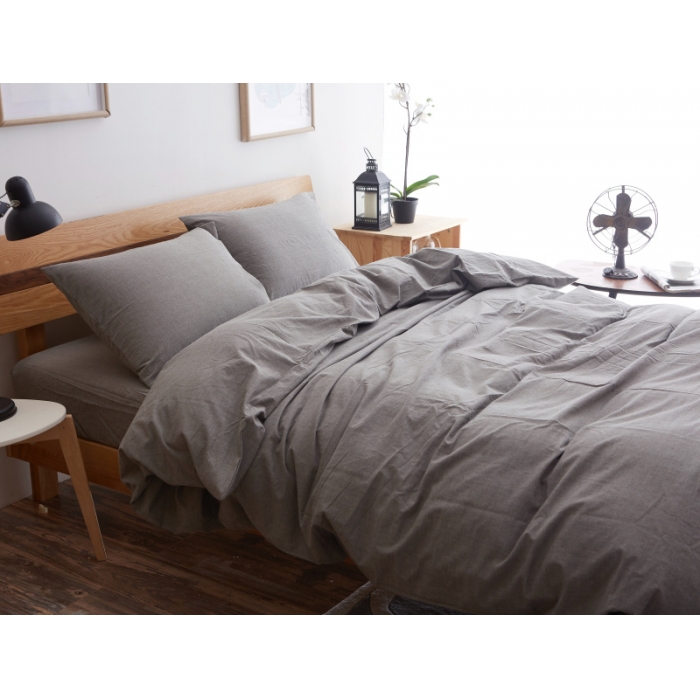 91家纺网 家纺一手货源 找家纺 玖玖爱 水洗棉四件套床单款 纯烟灰