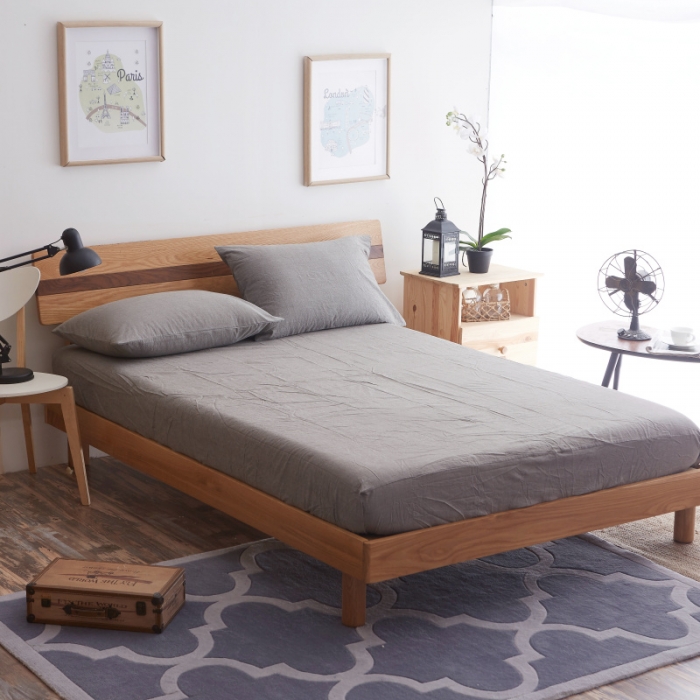 91家纺网 家纺一手货源 找家纺 玖玖爱 水洗棉四件套床单款 纯烟灰