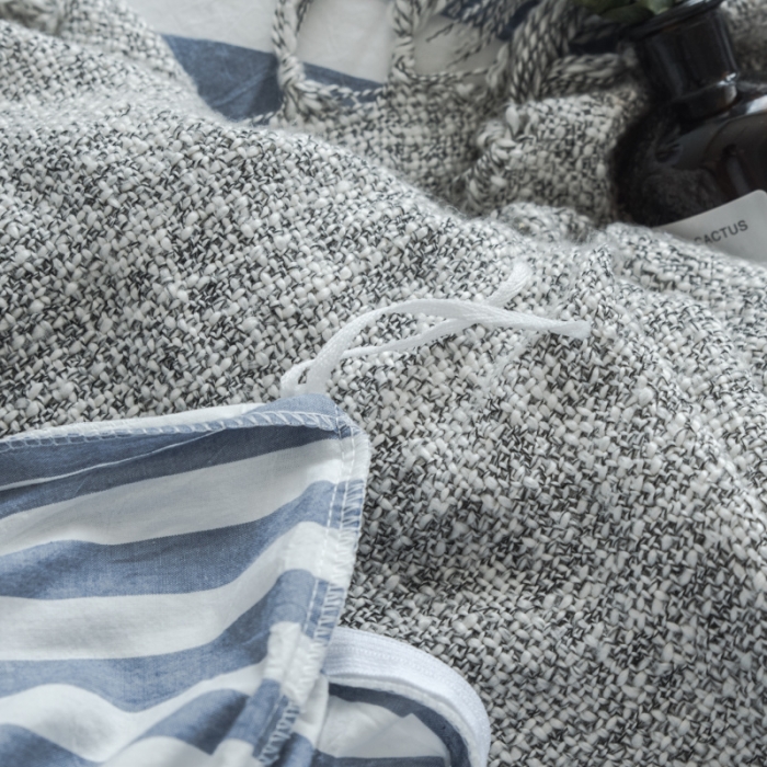 91家纺网 家纺一手货源 找家纺 玖玖爱 水洗棉四件套床单款 错落条深蓝