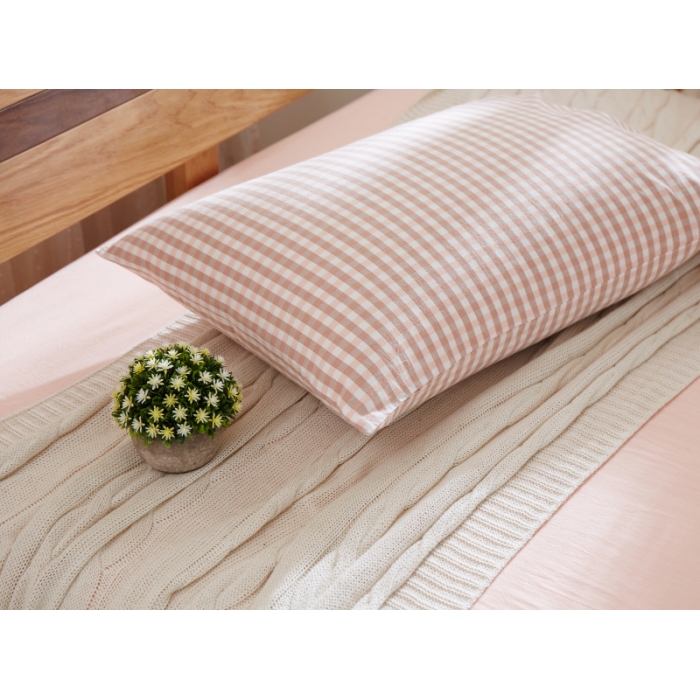 91家纺网 家纺一手货源 找家纺 玖玖爱 水洗棉四件套床单款 豆沙小格