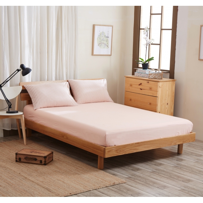 91家纺网 家纺一手货源 找家纺 玖玖爱 水洗棉四件套床单款 豆沙小格