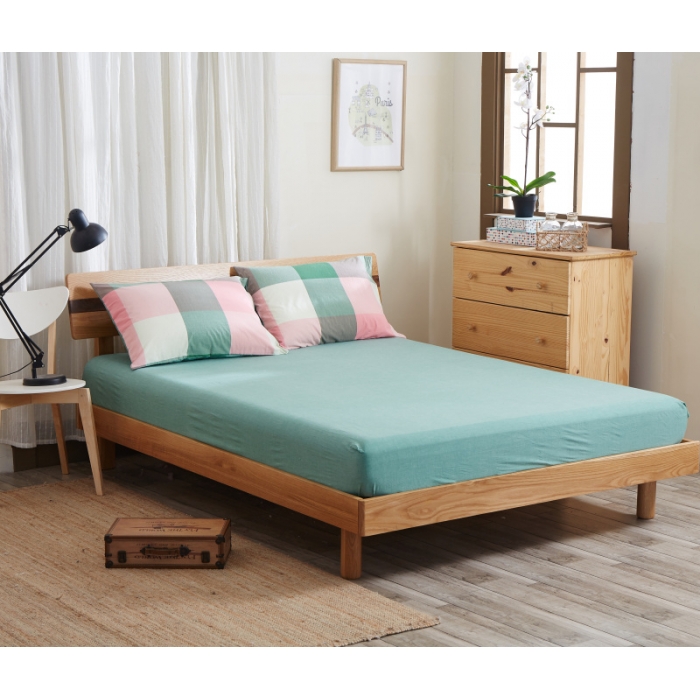 91家纺网 家纺一手货源 找家纺 玖玖爱 水洗棉四件套床单款 粉绿大格