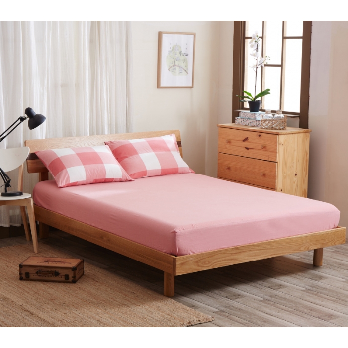 91家纺网 家纺一手货源 找家纺 玖玖爱 水洗棉四件套床单款  粉玉大格