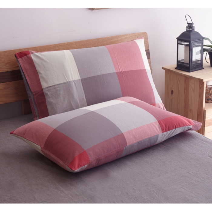 91家纺网 家纺一手货源 找家纺 玖玖爱 水洗棉四件套床单款  红灰大格