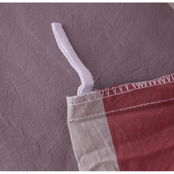 91家纺网 家纺一手货源 找家纺 玖玖爱 水洗棉四件套床单款  红灰大格